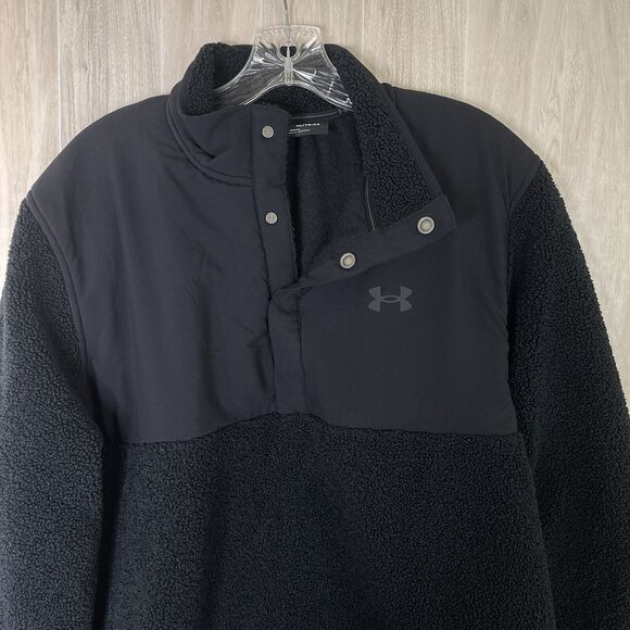 Under Armour Golf Sweater Pullover Mens XL Hybrid Snap Button Mock Neck 1/4 Logo - Picture 4 of 13